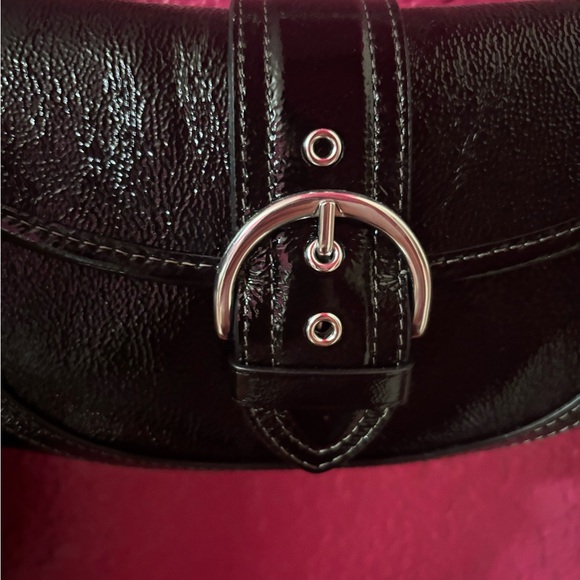 Coach Black Leather Mini Shoulder Bag with Silver Chain - Picture 4 of 4